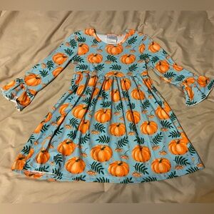 Pumpkin print girls fall boutique dress sz large 5